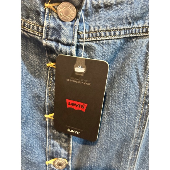 Levi's Denim Dress Women's Medium Button Front Sleeveless Jean Blue - Picture 8 of 8